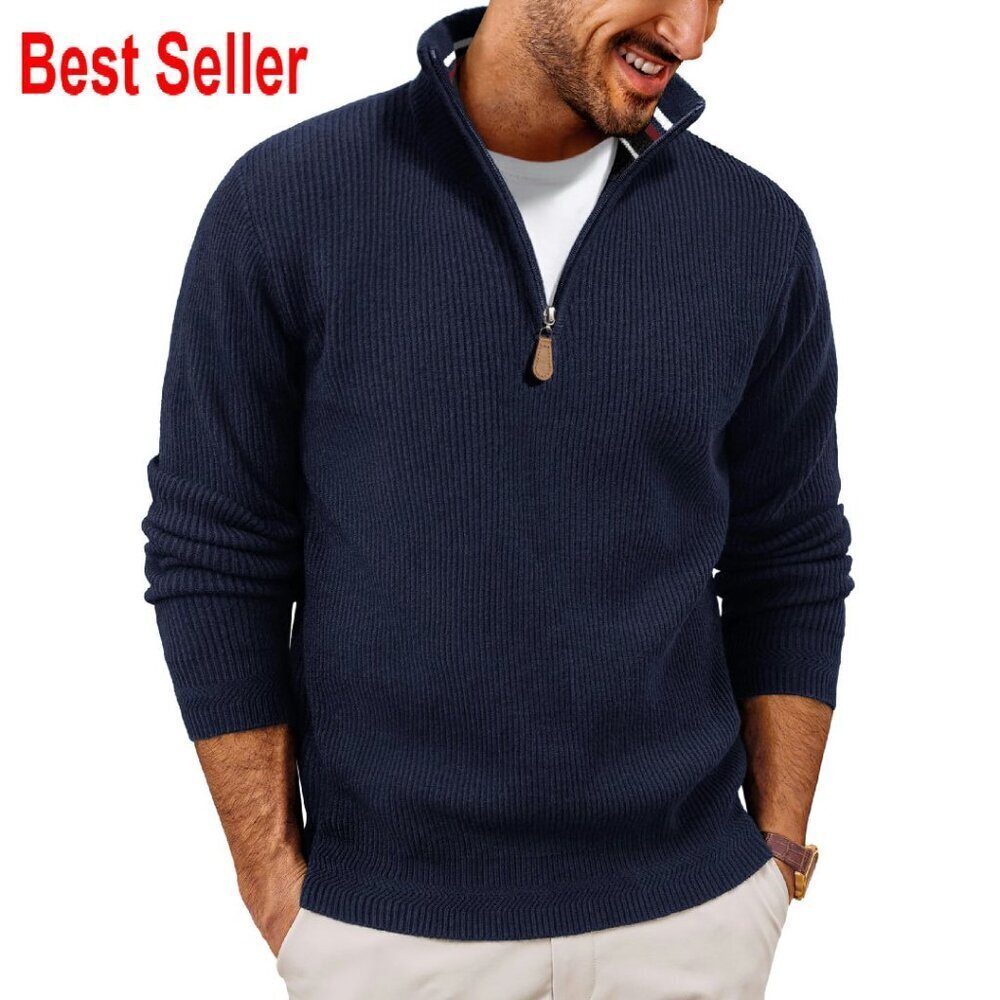 Quarter Zip Pullover Sweater Lightweight Knit Dress Casual Work Golf